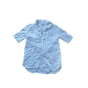 JAMES PERSE Linen Tunic Shirt White V-Neck Short Sleeve Classic Women's Size 2